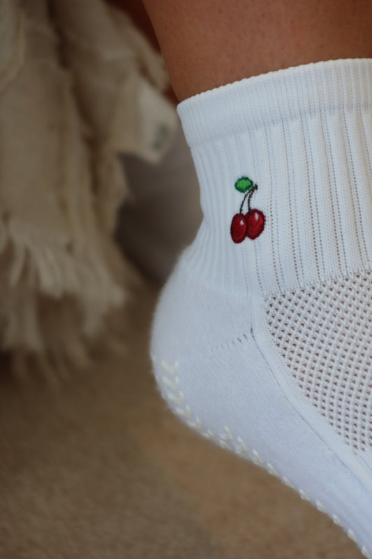 Pilates Grip Socks - Cherries